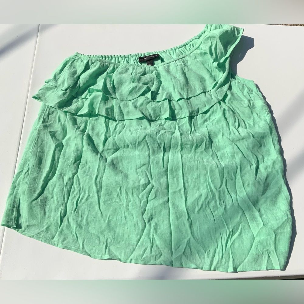 Lane Bryant Mint Green Ruffled One Shoulder Blouse 14
